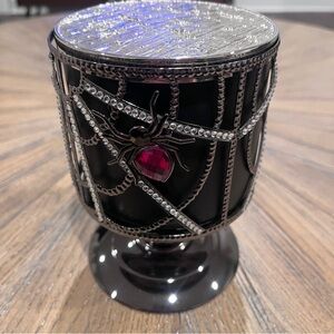 Bath & Body Works Halloween Purple Gem Silver Spider Web 3-Wick Candle Pedestal